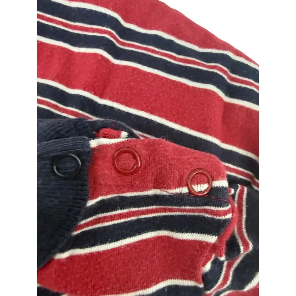 Vintage Children's Place Long Sleeve Bodysuit Red Blue Stripes 100% Cotton 4T